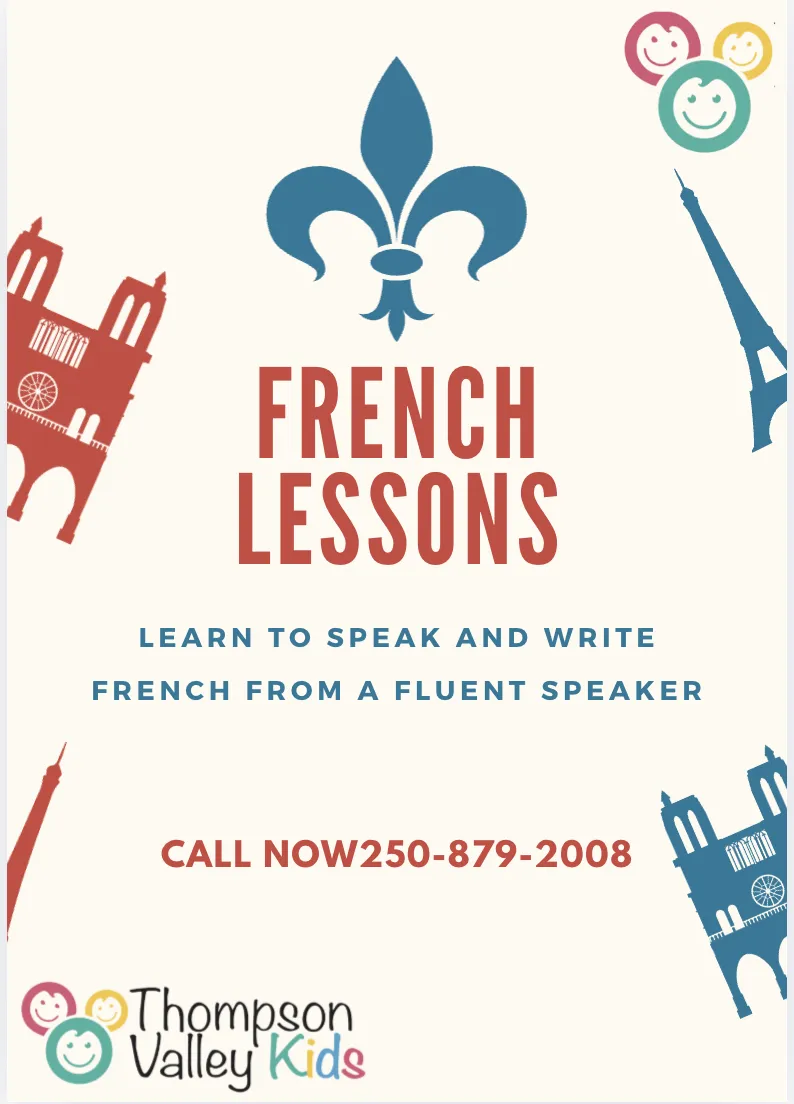 French Lessons flyer: learn to speak and write French from a fluent speaker